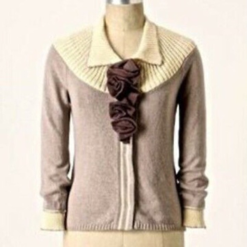 Anthropologie Field Flower Lavender Cardigan